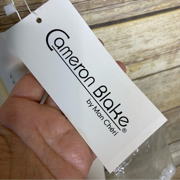 NWT Cameron 14 Blake by Mon Cheri cream draped chiffon down 115606 - Picture 9 of 9